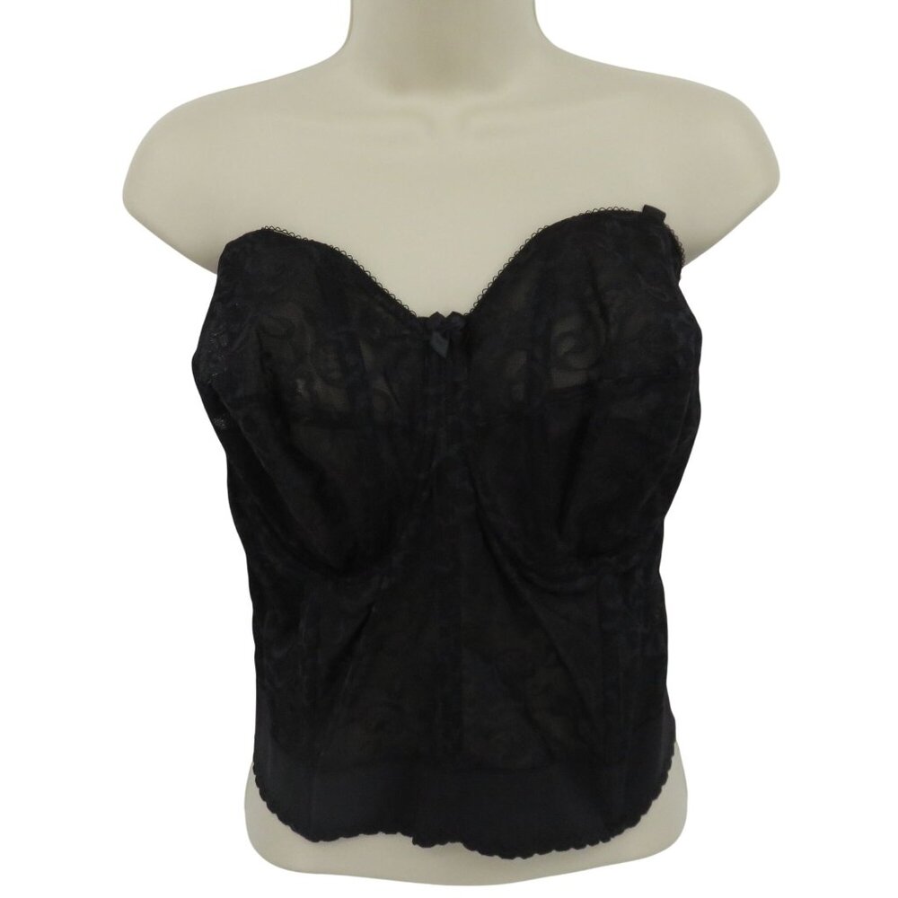 Goddess 44DD GD0689 Black Lace Longline Strapless Bra Underwire Unlined Bridal